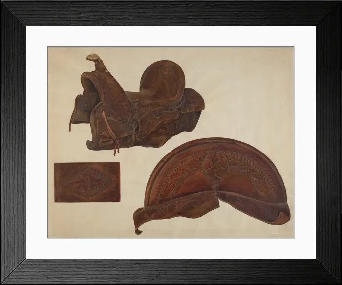 Framed Print : Double Rig Saddle, c. 1938. Creator: Cecil Smith Framed Print : Double Rig Saddle, c. 1938. Creator: Cecil Smith