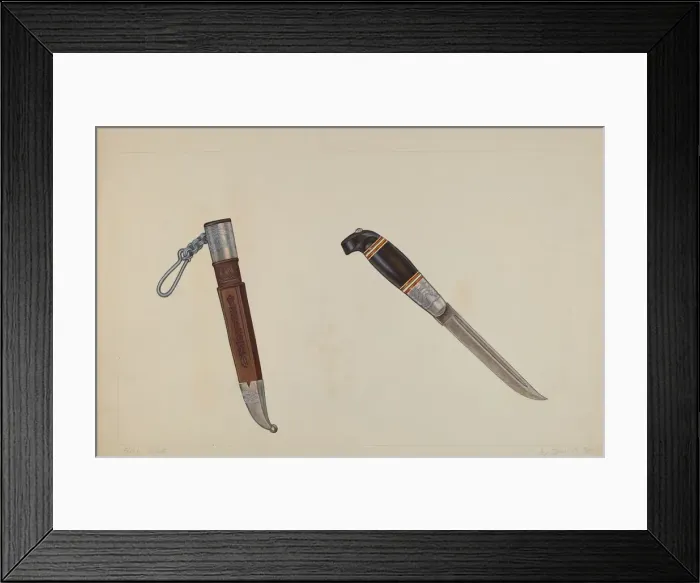 Framed Print : Trappers Hunting Knife, 1935 / 1942. Creator: Cecil Smith Framed Print : Trappers Hunting Knife, 1935 / 1942. Creator: Cecil Smith