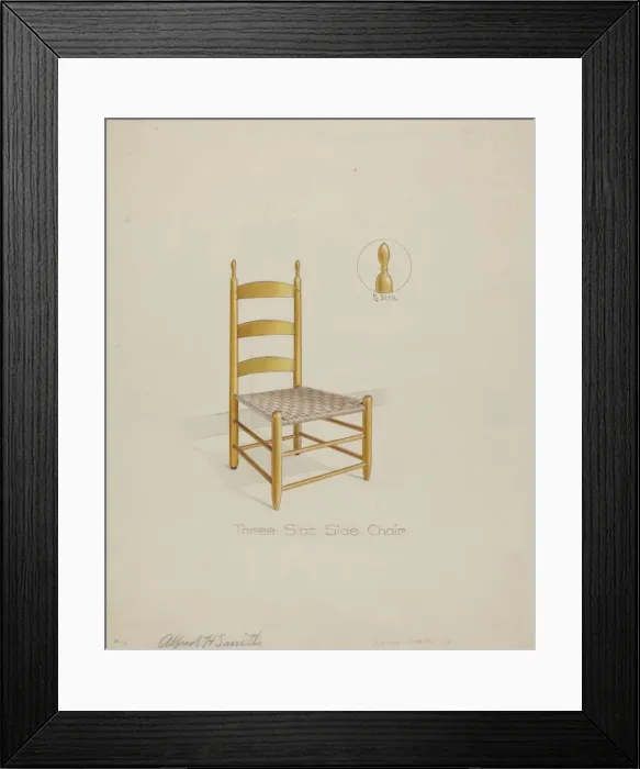 Framed Print : Shaker Three Slat Chair, 1935 / 1942. Creator: Alfred H. Smith Framed Print : Shaker Three Slat Chair, 1935 / 1942. Creator: Alfred H. Smith