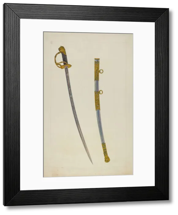 Framed Print : Sword and Sheath, c. 1938. Creator: Cecil Smith Framed Print : Sword and Sheath, c. 1938. Creator: Cecil Smith