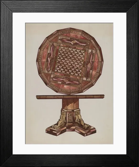 Framed Print : Inlaid Wood Table, c. 1936. Creator: Sebastian Simonet Framed Print : Inlaid Wood Table, c. 1936. Creator: Sebastian Simonet