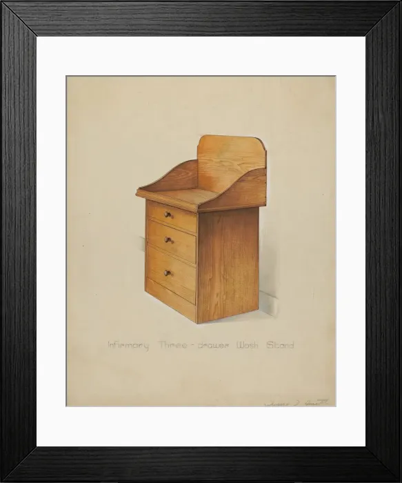 Framed Print : Shaker Wash Stand with Drawers, 1935 / 1942. Creator: Irving I. Smith Framed Print : Shaker Wash Stand with Drawers, 1935 / 1942. Creator: Irving I. Smith