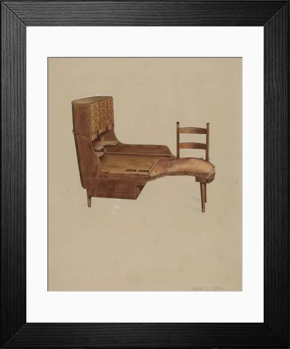 Framed Print : Shoemakers Bench, c. 1937. Creator: Irving I. Smith Framed Print : Shoemakers Bench, c. 1937. Creator: Irving I. Smith