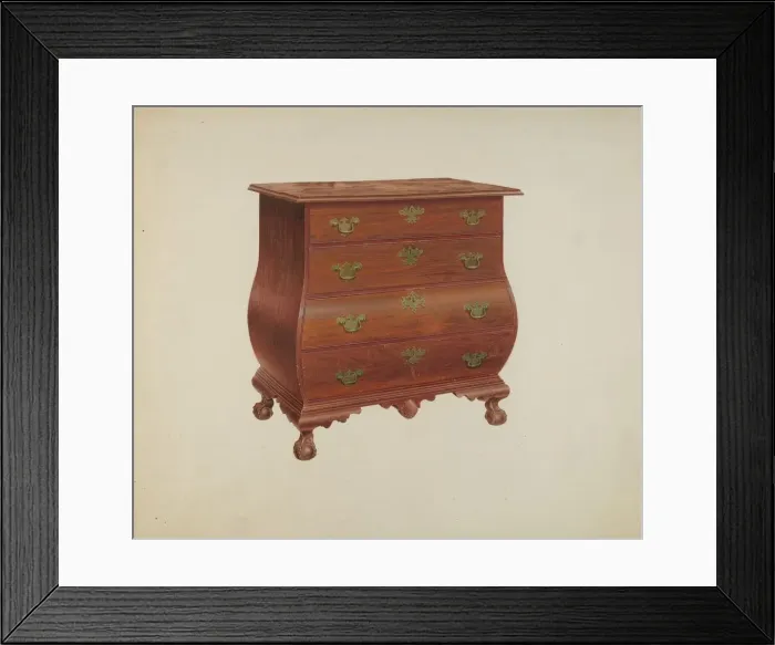 Framed Print : Bombe Front Chest of Drawers, c. 1938. Creator: Alfred H. Smith Framed Print : Bombe Front Chest of Drawers, c. 1938. Creator: Alfred H. Smith