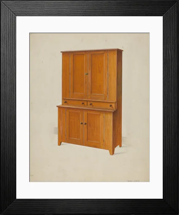Framed Print : Shaker Cupboard, c. 1937. Creator: Irving I. Smith Framed Print : Shaker Cupboard, c. 1937. Creator: Irving I. Smith