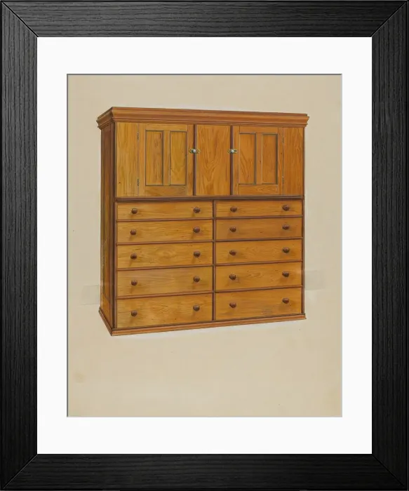 Framed Print : Cabinet with Drawers, c. 1937. Creator: Irving I. Smith Framed Print : Cabinet with Drawers, c. 1937. Creator: Irving I. Smith