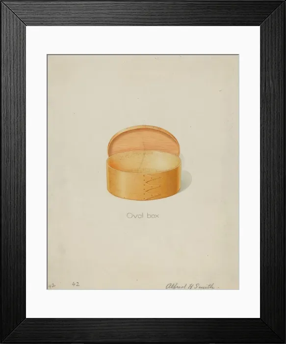 Framed Print : Shaker Oval Box, c. 1936. Creator: Alfred H. Smith Framed Print : Shaker Oval Box, c. 1936. Creator: Alfred H. Smith