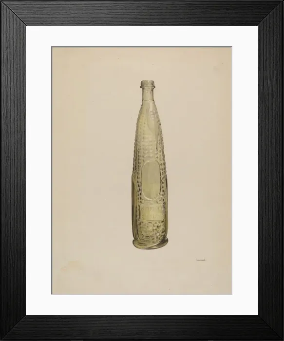 Framed Print : Glass Bitters Bottle, c. 1938. Creator: G. A. Spangenberg Framed Print : Glass Bitters Bottle, c. 1938. Creator: G. A. Spangenberg