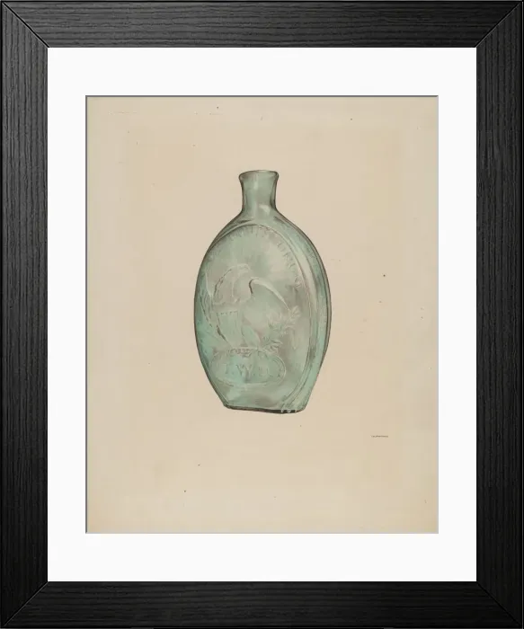 Framed Print : Whiskey Flask, c. 1938. Creator: G. A. Spangenberg Framed Print : Whiskey Flask, c. 1938. Creator: G. A. Spangenberg
