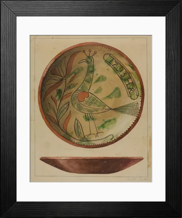 Framed Print : Pa. German Plate, c. 1936. Creator: Charlotte Sperber Framed Print : Pa. German Plate, c. 1936. Creator: Charlotte Sperber