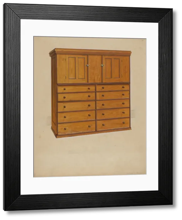 Framed Print : Shaker Cabinet, c. 1937. Creator: Irving I. Smith Framed Print : Shaker Cabinet, c. 1937. Creator: Irving I. Smith