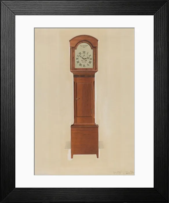 Framed Print : Shaker Tall Clock, c. 1937. Creator: Irving I. Smith Framed Print : Shaker Tall Clock, c. 1937. Creator: Irving I. Smith