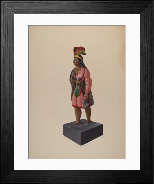 Framed Print : Cigar Store Indian, c. 1937. Creator: Richard F. Smith Framed Print : Cigar Store Indian, c. 1937. Creator: Richard F. Smith