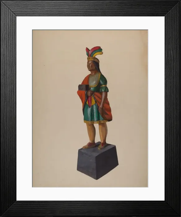 Framed Print : Cigar Store Indian, c. 1937. Creator: Richard F. Smith Framed Print : Cigar Store Indian, c. 1937. Creator: Richard F. Smith