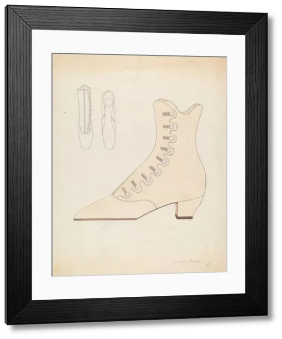 Framed Print : Womans Shoe, c. 1936. Creator: Roberta Spicer Framed Print : Womans Shoe, c. 1936. Creator: Roberta Spicer