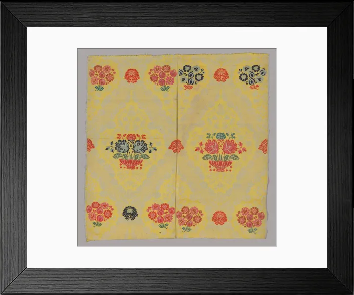 Framed Print : Two Joined Panels of Brocaded Yellow Furnishing Wool, England, c. 1720s. Creator: Unknown Framed Print : Two Joined Panels of Brocaded Yellow Furnishing Wool, England, c. 1720s. Creator: Unknown