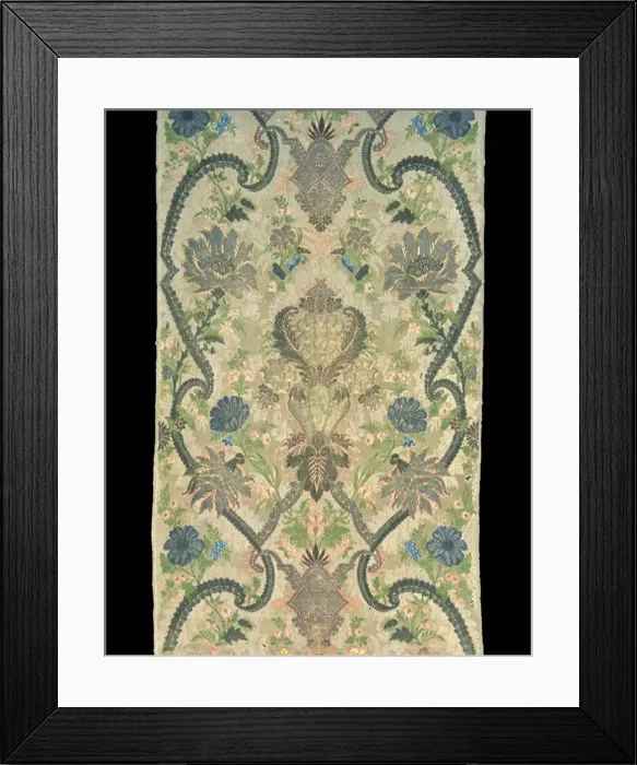 Framed Print : Panel (formerly a Curtain from a Sedan Chair), France, c. 1720. Creator: Unknown Framed Print : Panel (formerly a Curtain from a Sedan Chair), France, c. 1720. Creator: Unknown