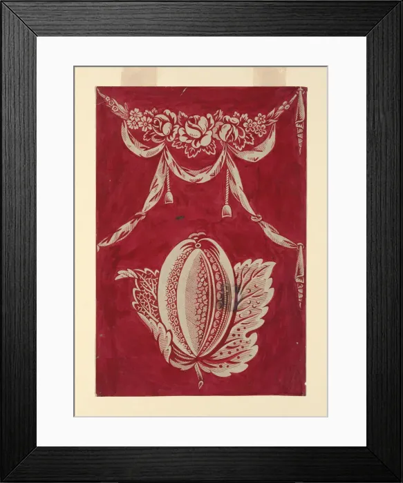 Framed Print : Design for a Printed Textile, France, 18th century. Creator: Unknown Framed Print : Design for a Printed Textile, France, 18th century. Creator: Unknown