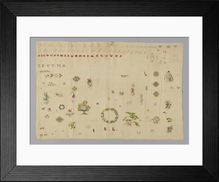 Framed Print : Sampler, France, 19th century. Creator: Unknown Framed Print : Sampler, France, 19th century. Creator: Unknown