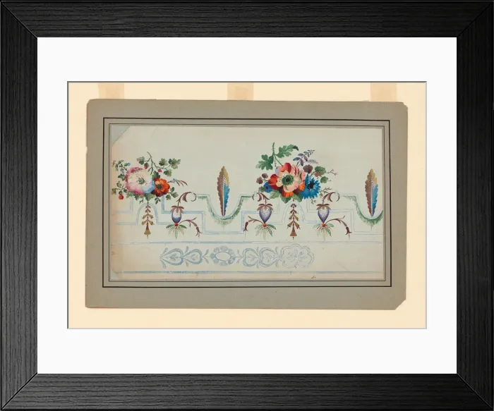 Framed Print : Design for a Woven or Embroidered Fabric, France, early 19th century. Creator: Unknown Framed Print : Design for a Woven or Embroidered Fabric, France, early 19th century. Creator: Unknown