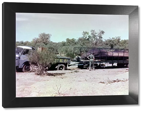 Transporting Bluebird CN7 through the bush to Lake Eyre, World Land Speed Record attempt