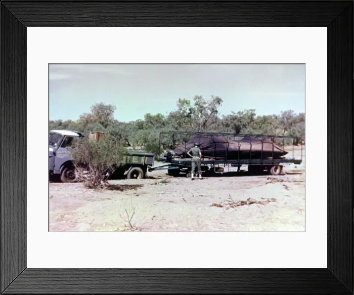 Framed Print : Transporting Bluebird CN7 through the bush to Lake Eyre, World Land Speed Record attempt Framed Print : Transporting Bluebird CN7 through the bush to Lake Eyre, World Land Speed Record attempt