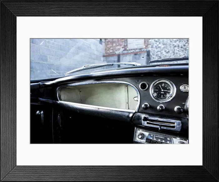 Framed Print : Glove compartment of a 1961 Aston Martin DB4 GT SWB lightweight. Creator: Unknown Framed Print : Glove compartment of a 1961 Aston Martin DB4 GT SWB lightweight. Creator: Unknown