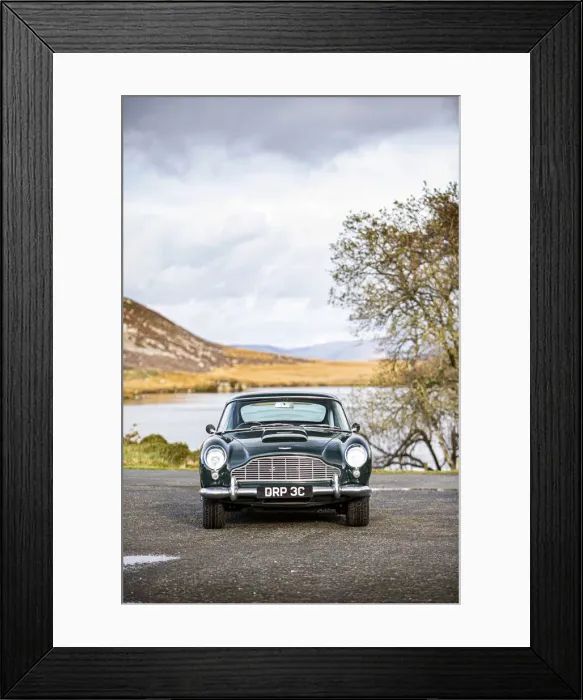 Framed Print : Front view of a 1965 Aston Martin DB5. Creator: Unknown Framed Print : Front view of a 1965 Aston Martin DB5. Creator: Unknown