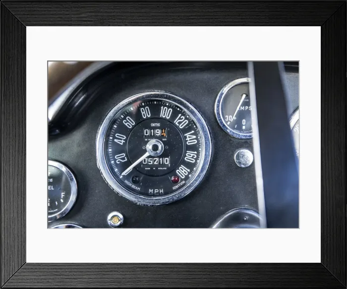 Framed Print : Speedometer of a 1961 Aston Martin DB4 GT SWB lightweight. Creator: Unknown Framed Print : Speedometer of a 1961 Aston Martin DB4 GT SWB lightweight. Creator: Unknown