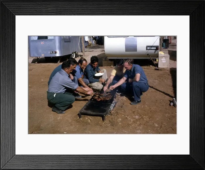 Framed Print : Bluebird CN7 support team barbequeing at Lake Eyre, Australia, 1964. Creator: Unknown Framed Print : Bluebird CN7 support team barbequeing at Lake Eyre, Australia, 1964. Creator: Unknown