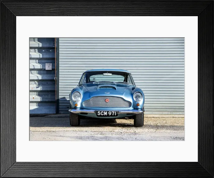Framed Print : Front view of a 1961 Aston Martin DB4 GT SWB lightweight. Creator: Unknown Framed Print : Front view of a 1961 Aston Martin DB4 GT SWB lightweight. Creator: Unknown