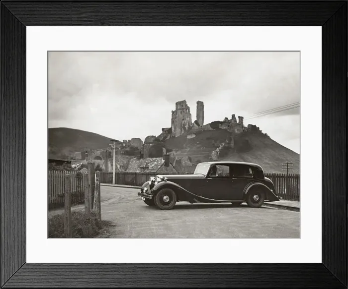 Framed Print : 1938 Daimler 4. 5 litre saloon at Corfe Castle, Dorset. Creator: Unknown Framed Print : 1938 Daimler 4. 5 litre saloon at Corfe Castle, Dorset. Creator: Unknown