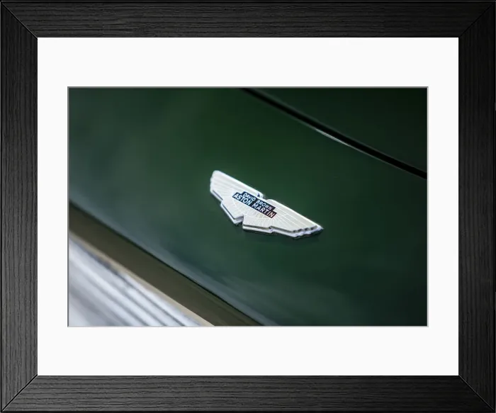 Framed Print : Badge of a 1961 Aston Martin DB4 GT previously owned by Donald Campbell. Creator: Unknown Framed Print : Badge of a 1961 Aston Martin DB4 GT previously owned by Donald Campbell. Creator: Unknown