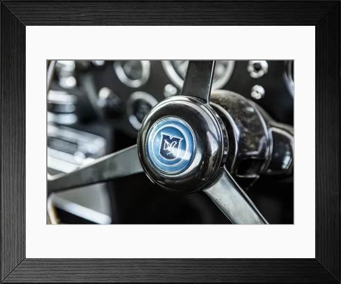 Framed Print : Steering wheel boss of a 1965 Aston Martin DB5. Creator: Unknown Framed Print : Steering wheel boss of a 1965 Aston Martin DB5. Creator: Unknown
