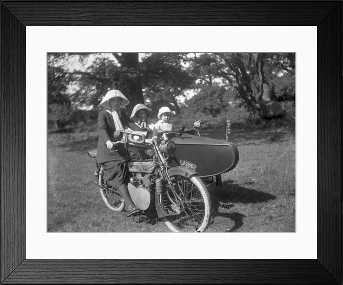 Framed Print : Phelon and Moore motorcycle and sidecar combination, 1920. Creator: Unknown Framed Print : Phelon and Moore motorcycle and sidecar combination, 1920. Creator: Unknown