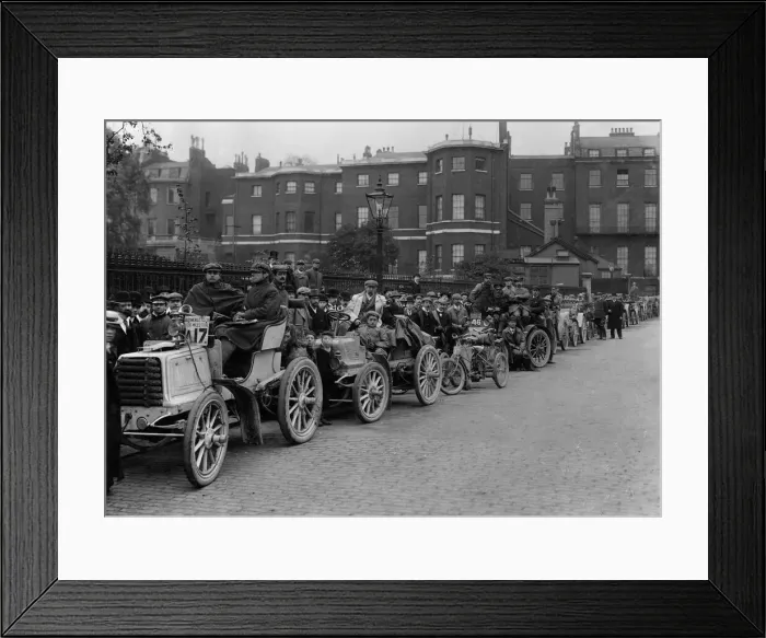 Framed Print : Finish of the Thousand Mile trial in Whitehall, London, 1900. Creator: Unknown Framed Print : Finish of the Thousand Mile trial in Whitehall, London, 1900. Creator: Unknown