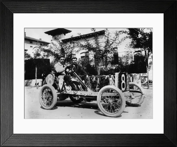 Framed Print : French racing driver Louis Wagner in his Darracq, Coppa Florio, Brescia, Italy, 1905 Framed Print : French racing driver Louis Wagner in his Darracq, Coppa Florio, Brescia, Italy, 1905