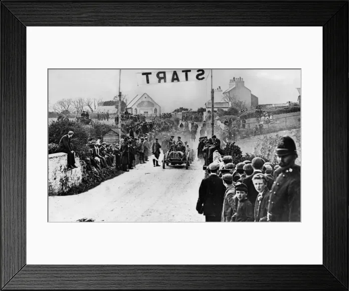 Framed Print : Wolseley at the start of the Gordon Bennett eliminating trials, Isle of Man, 1905 Framed Print : Wolseley at the start of the Gordon Bennett eliminating trials, Isle of Man, 1905
