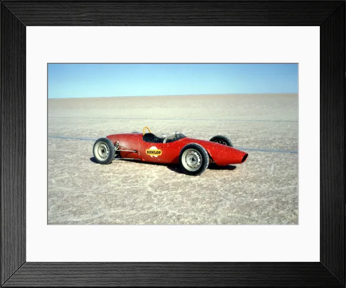 Framed Print : Elfin Ford used to test tyre grip during Bluebird record attempt, Lake Eyre, 1964 Framed Print : Elfin Ford used to test tyre grip during Bluebird record attempt, Lake Eyre, 1964