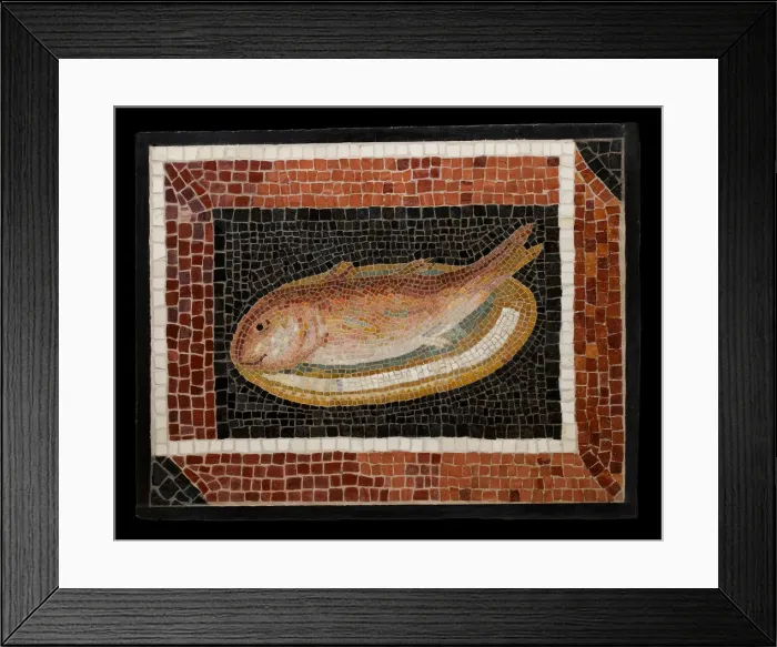 Framed Print : Mosaic Floor Panel Depicting a Fish on a Platter, 2nd century. Creator: Unknown Framed Print : Mosaic Floor Panel Depicting a Fish on a Platter, 2nd century. Creator: Unknown