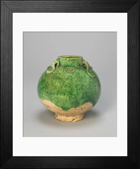 Framed Print : Globular Jar with Loop Handles and Medallions, Tang dynasty (618-906), 8th century Framed Print : Globular Jar with Loop Handles and Medallions, Tang dynasty (618-906), 8th century
