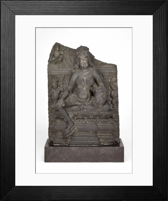 Framed Print : Goddess Hariti Seated Holding a Child, Pala period, 10th / 11th century. Creator: Unknown Framed Print : Goddess Hariti Seated Holding a Child, Pala period, 10th / 11th century. Creator: Unknown