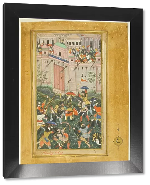 Kichik Beg Wounded during Baburs Attack on Qalat, from a copy of the Baburnama... c