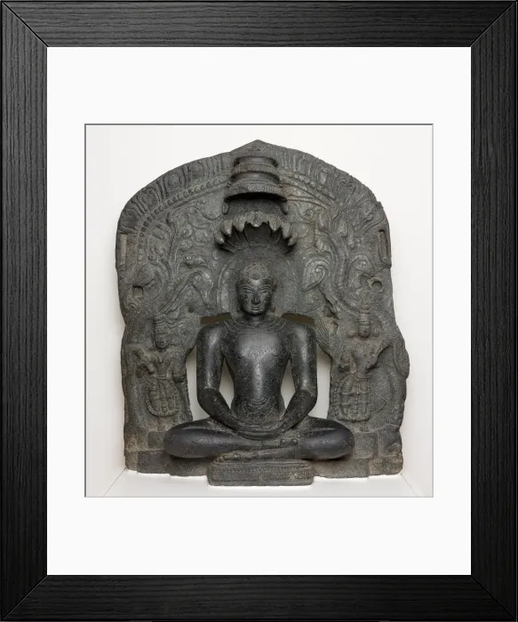 Framed Print : Jaina Tirthankara Parshvanatha with Serpent Hood Seated in Meditation... 12th century Framed Print : Jaina Tirthankara Parshvanatha with Serpent Hood Seated in Meditation... 12th century