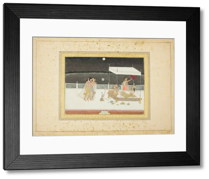 Framed Print : Seduction Scene on a Terrace by Moonlight, 18th century. Creator: Unknown Framed Print : Seduction Scene on a Terrace by Moonlight, 18th century. Creator: Unknown
