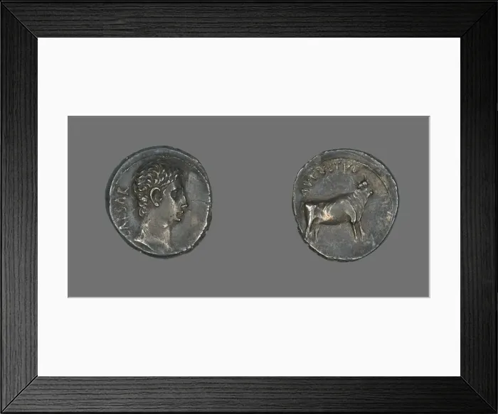 Framed Print : Denarius (Coin) Portraying Emperor Augustus, 21-20 BCE. Creator: Unknown Framed Print : Denarius (Coin) Portraying Emperor Augustus, 21-20 BCE. Creator: Unknown