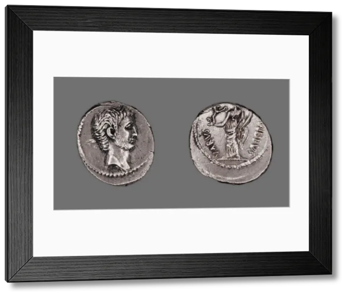 Framed Print : Denarius (Coin) Portraying Mark Antony, 42 BCE, issued by C. Vibius Varus Framed Print : Denarius (Coin) Portraying Mark Antony, 42 BCE, issued by C. Vibius Varus