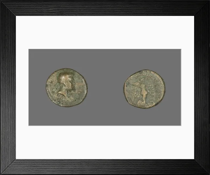 Framed Print : Coin Depicting a Male Bust, 55 CE. Creator: Unknown Framed Print : Coin Depicting a Male Bust, 55 CE. Creator: Unknown