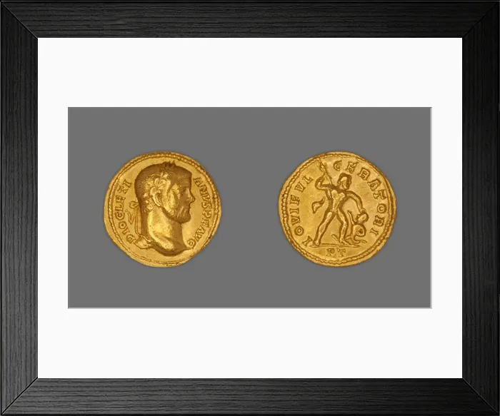 Framed Print : Aureus (Coin) Portraying Emperor Diocletian, 294-305, issued by Diocletian Framed Print : Aureus (Coin) Portraying Emperor Diocletian, 294-305, issued by Diocletian