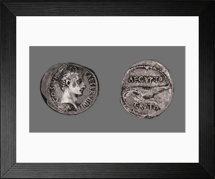 Framed Print : Denarius (Coin) Portraying Octavian, 28 BCE, issued by Octavian. Creator: Unknown